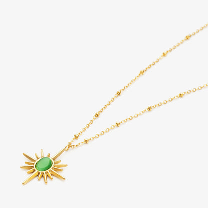 Tiyaasa Sun Green Stone Necklace