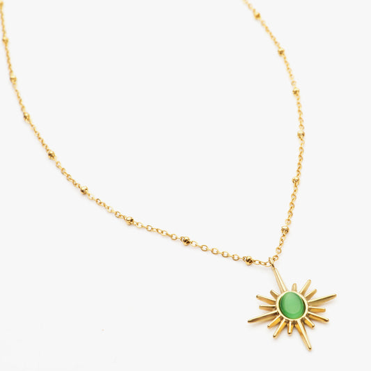 Tiyaasa Sun Green Stone Necklace