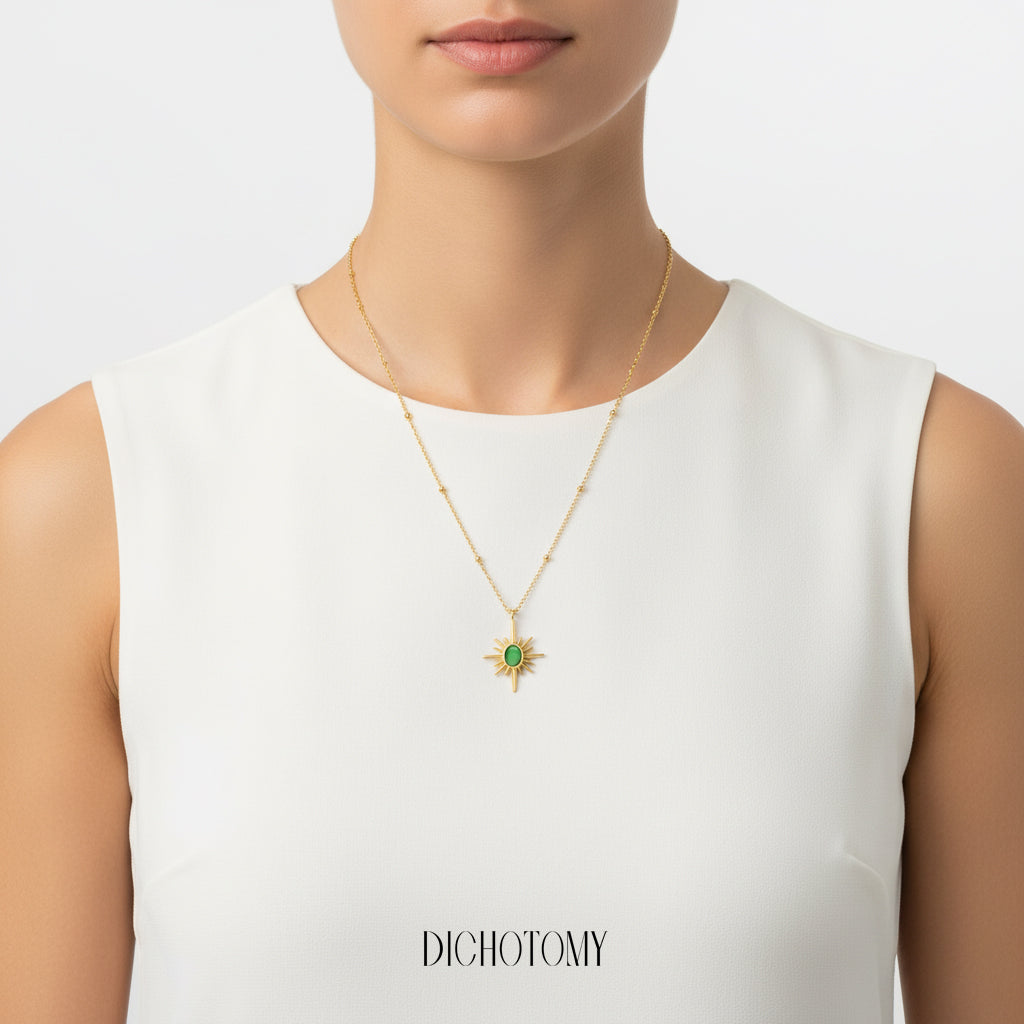 Tiyaasa Sun Green Stone Necklace